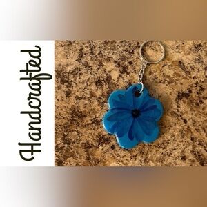 Handcrafted Blue Flower Keychain